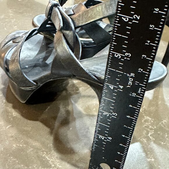 Yves Saint Laurent YSL Woodstock Nero Platform 4" Heel Black Sandals Size 38.5 - Picture 13 of 13